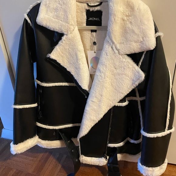 MONKI FAUX LEATHER JACKET new with tags size XS - Picture 5 of 12